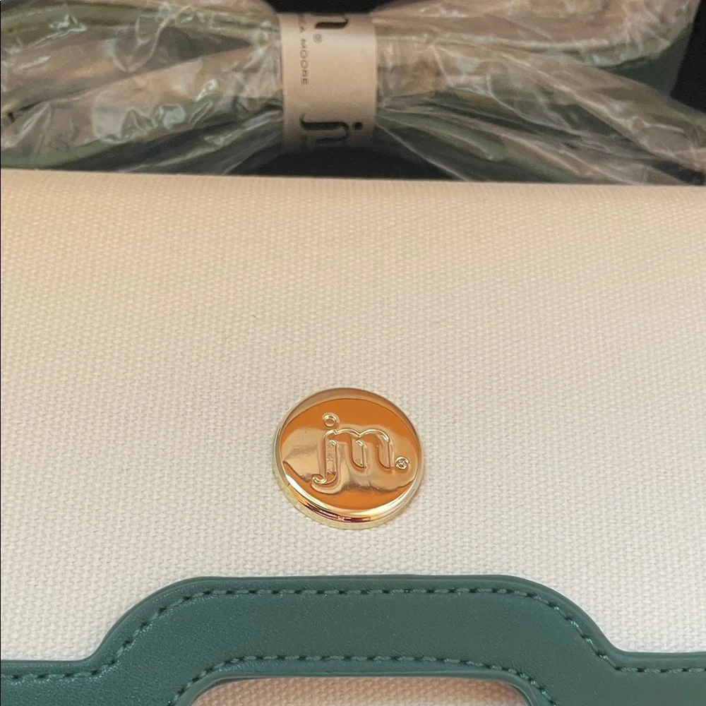 NWOT Jessica Moore Cream & Green Crossbody Bag - Picture 7 of 9
